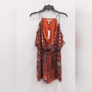 BCBGeneration Cold Shoulder Women's Red Multicolor Romper